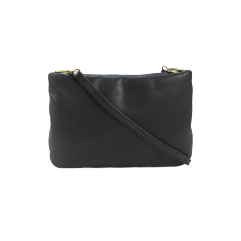 Madewell Womens Leather Zip Closure Shoulder Crossbody Handbag Black